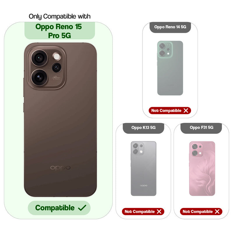 Compatibility comparison image showing Oppo Reno 15 Pro 5G supported, while other models are not compatible.