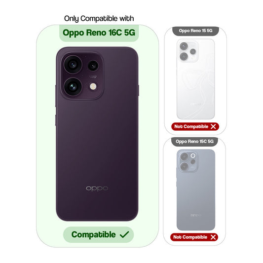 Silicone Matte Back Cover with Textured Grip & Camera Ring Protection for Oppo Reno 16C 5G