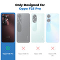 Clear hard back case compatibility guide showing fit for Oppo F25 Pro 5G and not compatible with other models