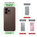 Compatibility guide showing the back cover designed only for Oppo Reno 15 Pro Mini 5G.
