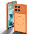 Orange back cover for Motorola G57 Power 5G with camera cut protection and ring design on back side.