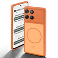 Orange back cover for Motorola G67 Power 5G with camera cut protection and ring design on back side.