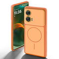 Dual tone silicone Orange back cover for Motorola Moto Edge 50 Fusion 5G showing camera protection and design