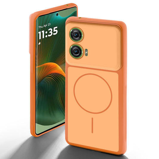 Dual tone silicone Orange back cover for Motorola Moto Edge 50 Fusion 5G showing camera protection and design
