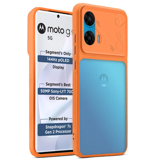 Premium Frosted Back Cover with Textured Camera Design & Metal-Look Buttons for Motorola Moto G96 5G