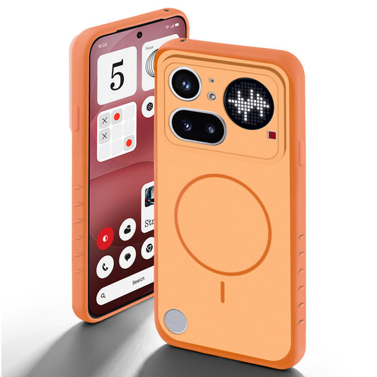Orange back cover for Nothing Phone 4A Pro 5G with camera cut protection and ring design on back side.