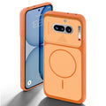 Orange back cover for Nothing Phone 4A 5G with camera cut protection and ring design on back side.