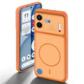 Orange back cover for Nothing Phone 4B 5G with camera cut protection and ring design on back side.