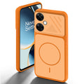 Orange back cover for OnePlus Nord CE 3 Lite 5G with camera cut protection and ring design on back side.