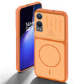 Orange back cover for OnePlus Nord CE 4 Lite 5G with camera cut protection and ring design on back side.