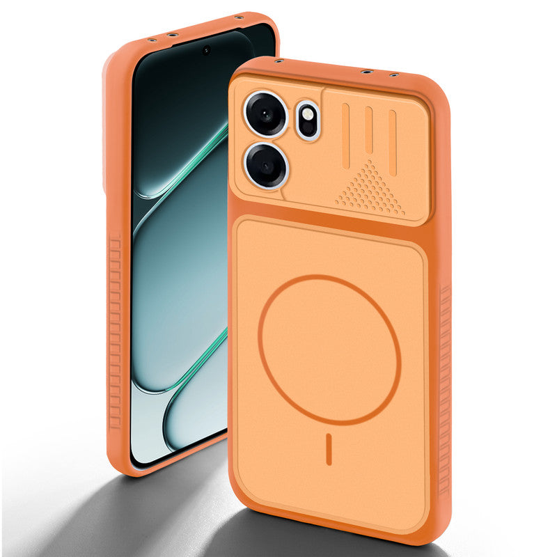 Orange back cover for OnePlus Nord CE 6 5G with camera cut protection and ring design on back side.