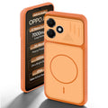 Orange back cover for Oppo A6C 4G with camera cut protection and ring design on back side.