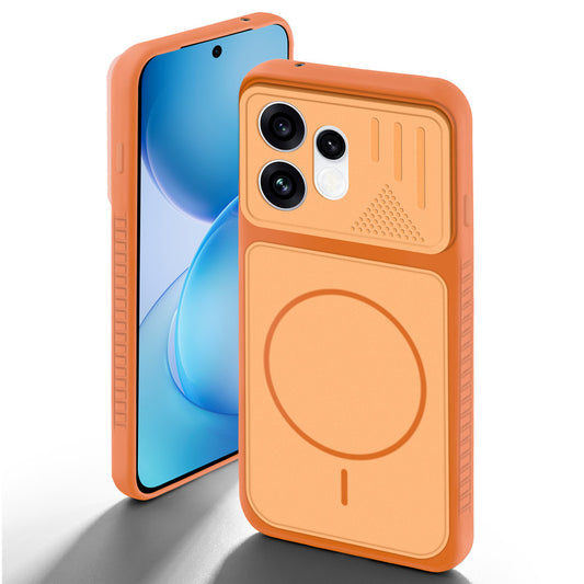 Orange back cover for Oppo Reno 16 5G with camera cut protection and ring design on back side.