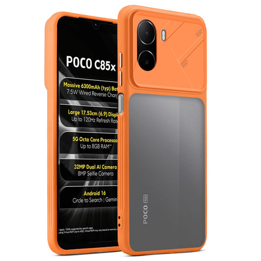 Premium Frosted Back Cover with Textured Camera Design & Metal-Look Buttons for Poco C85x 5G