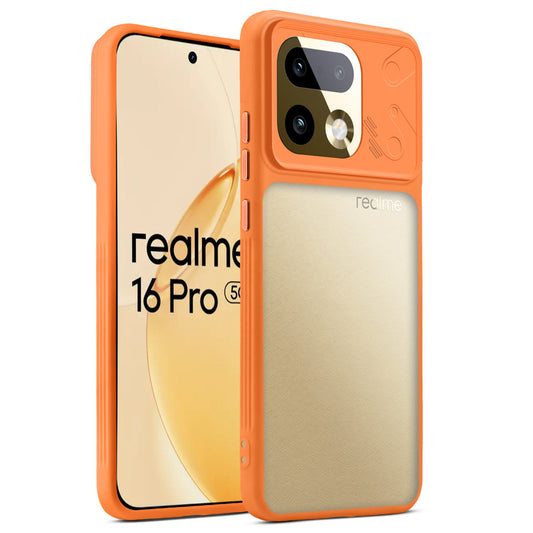 Premium Frosted Back Cover with Textured Camera Design & Metal-Look Buttons for Realme 16 Pro 5G