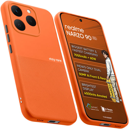 Premium Silicone Textured Case With Camera Protection & Inner Microfiber Lining Back Cover For Realme Narzo 90 5G