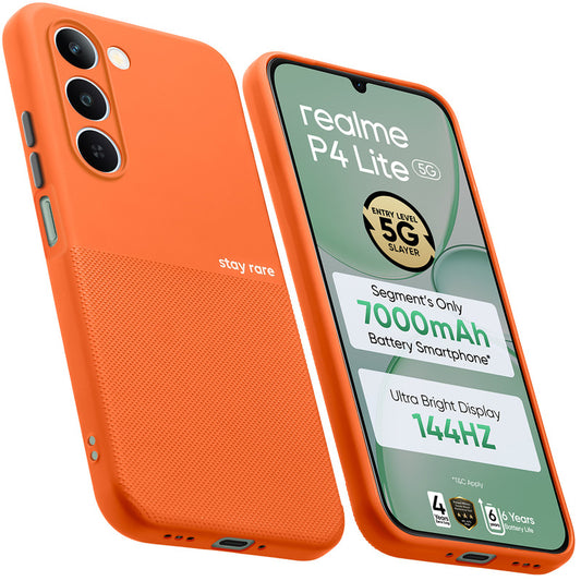 Premium Silicone Textured Case With Camera Protection & Inner Microfiber Lining Back Cover For Realme P4 Lite 5G