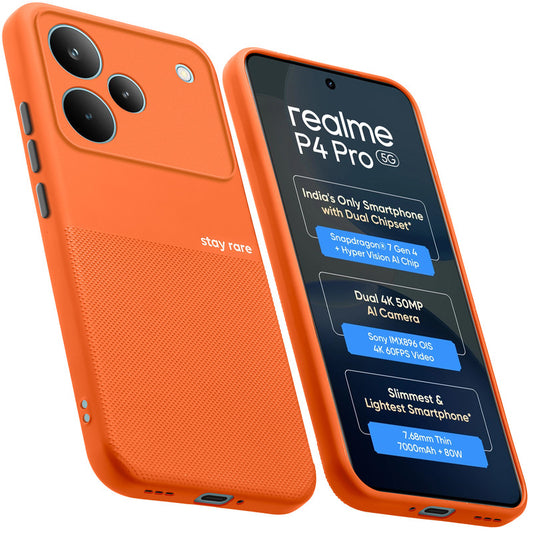 Premium Silicone Textured Case With Camera Protection & Inner Microfiber Lining Back Cover For Realme P4 Pro 5G