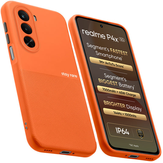Premium Silicone Textured Case With Camera Protection & Inner Microfiber Lining Back Cover For Realme P4X 5G