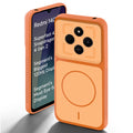 Orange back cover for Redmi 14C 5G with camera cut protection and ring design on back side.