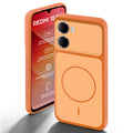 Orange back cover for Redmi 15A 5G with camera cut protection and ring design on back side.