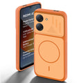 Orange back cover for Redmi A7 4G with camera cut protection and ring design on back side.