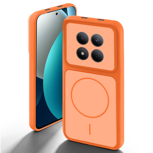 Orange back cover for Redmi Note 15 Pro 5G with camera cut protection and ring design on back side.