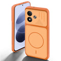 Orange back cover for Redmi Note 17 5G with camera cut protection and ring design on back side.