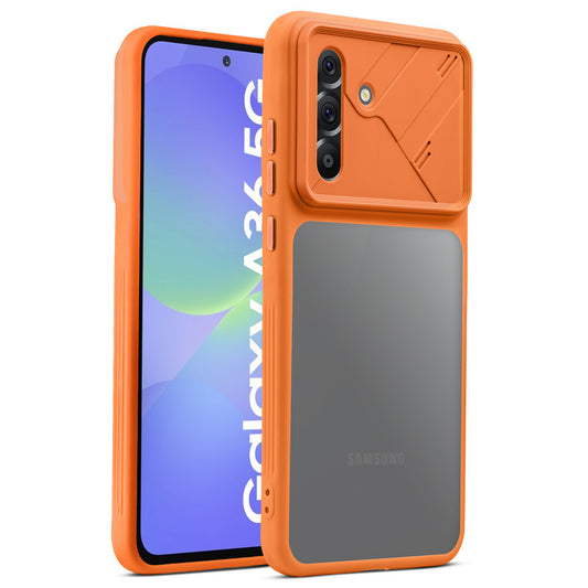 Premium Frosted Back Cover with Textured Camera Design & Metal-Look Buttons for Samsung A36 5G