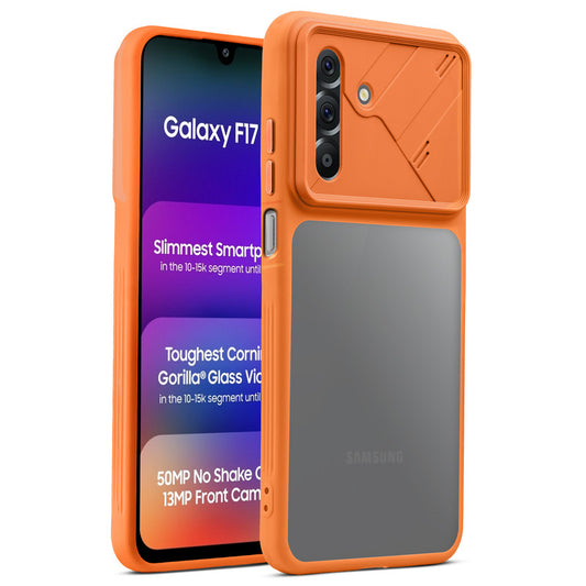 Premium Frosted Back Cover with Textured Camera Design & Metal-Look Buttons for Samsung F17 5G