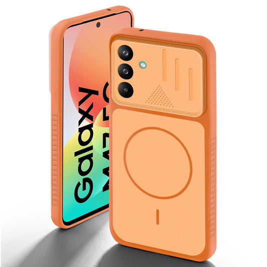 Orange back cover for Samsung M47 5G with camera cut protection and ring design on back side.
