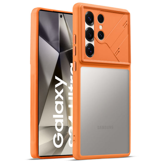 Premium Frosted Back Cover with Textured Camera Design & Metal-Look Buttons for Samsung S24 Ultra 5G