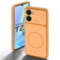 Orange back cover for Vivo T2x 5G with camera cut protection and ring design on back side.