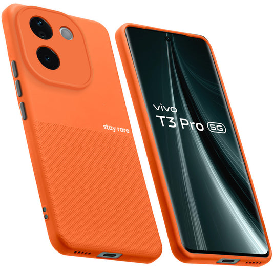 Premium Silicone Textured Case With Camera Protection & Inner Microfiber Lining Back Cover For Vivo T3 Pro 5G