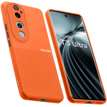 Premium Silicone Textured Case With Camera Protection & Inner Microfiber Lining Back Cover For Vivo T3 Ultra 5G