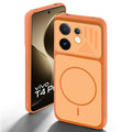 Orange back cover for Vivo T4 Pro 5G with camera cut protection and ring design on back side.