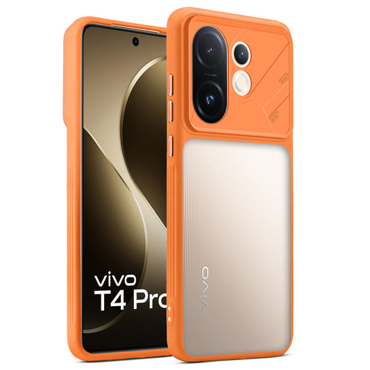 Premium Frosted Back Cover with Textured Camera Design & Metal-Look Buttons for Vivo T4 Pro 5G