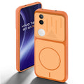 Orange back cover for Vivo T4R 5G with camera cut protection and ring design on back side.