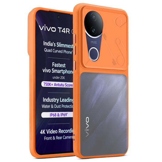 Premium Frosted Back Cover with Textured Camera Design & Metal-Look Buttons for Vivo T4R 5G