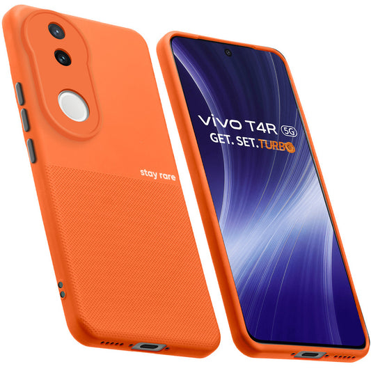 Premium Silicone Textured Case With Camera Protection & Inner Microfiber Lining Back Cover For Vivo T4R 5G