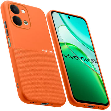 Premium Silicone Textured Case With Camera Protection & Inner Microfiber Lining Back Cover For Vivo T5x 5G