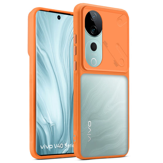 Premium Frosted Back Cover with Textured Camera Design & Metal-Look Buttons for Vivo V40 5G