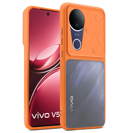 Premium Frosted Back Cover with Textured Camera Design & Metal-Look Buttons for Vivo V50 5G