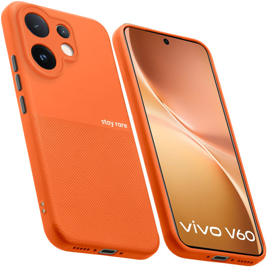Premium Silicone Textured Case With Camera Protection & Inner Microfiber Lining Back Cover For Vivo V60 5G
