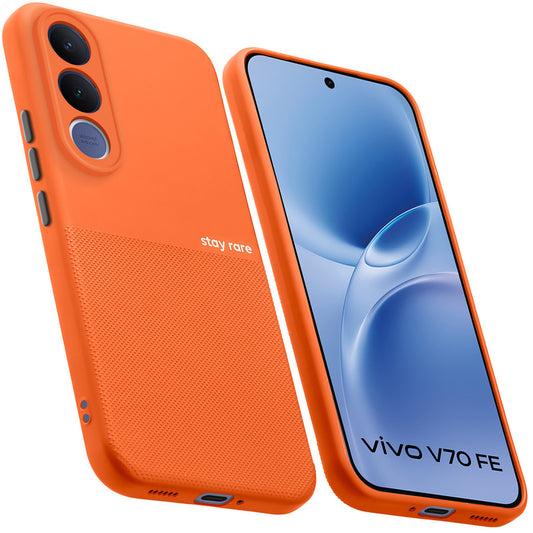 Premium Silicone Textured Case With Camera Protection & Inner Microfiber Lining Back Cover For Vivo V70 FE 5G