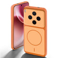 Orange back cover forMotorola Vivo X300 5G with camera cut protection and ring design on back side.