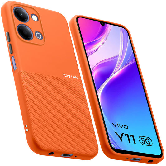 Premium Silicone Textured Case With Camera Protection & Inner Microfiber Lining Back Cover For Vivo Y11 5G
