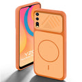 Orange back cover for Vivo Y20 with camera cut protection and ring design on back side.