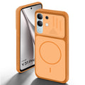 Orange back cover for Vivo Y31 5G with camera cut protection and ring design on back side.