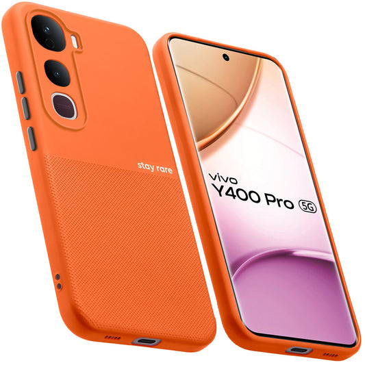 Premium Silicone Textured Case With Camera Protection & Inner Microfiber Lining Back Cover For Vivo Y400 Pro 5G